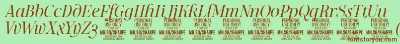 SharpeLiIt PERSONAL Font – Brown Fonts on Green Background