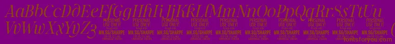 SharpeLiIt PERSONAL Font – Brown Fonts on Purple Background