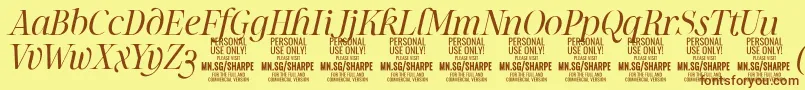 Подробнее о шрифте SharpeLiIt PERSONAL Шрифт SharpeLiIt PERSONAL – коричневые шрифты на жёлтом фоне