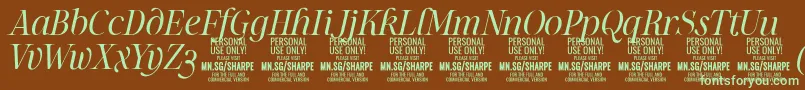 SharpeLiIt PERSONAL Font – Green Fonts on Brown Background