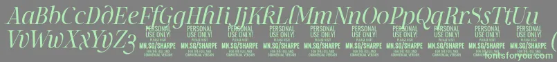 SharpeLiIt PERSONAL Font – Green Fonts on Gray Background