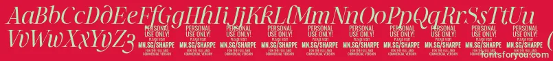 SharpeLiIt PERSONAL Font – Green Fonts on Red Background