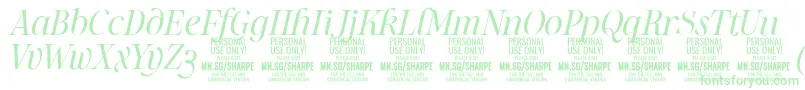 SharpeLiIt PERSONAL Font – Green Fonts on White Background