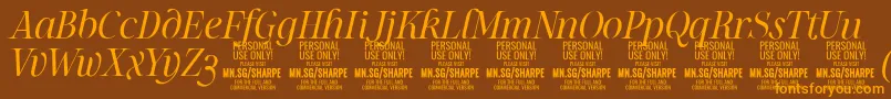SharpeLiIt PERSONAL-Schriftart – Orangefarbene Schriften auf braunem Hintergrund