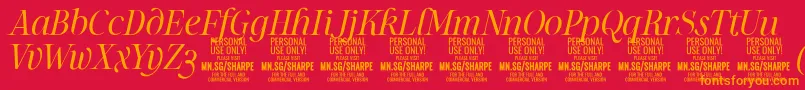 SharpeLiIt PERSONAL Font – Orange Fonts on Red Background