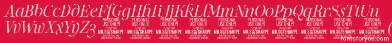 SharpeLiIt PERSONAL-fontti – vaaleanpunaiset fontit punaisella taustalla