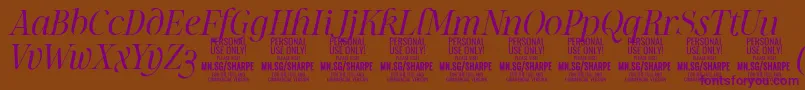 SharpeLiIt PERSONAL Font – Purple Fonts on Brown Background