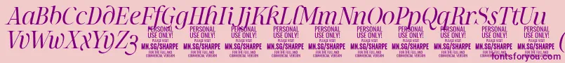 More about SharpeLiIt PERSONAL Font SharpeLiIt PERSONAL Font – Purple Fonts on Pink Background