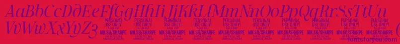 SharpeLiIt PERSONAL Font – Purple Fonts on Red Background