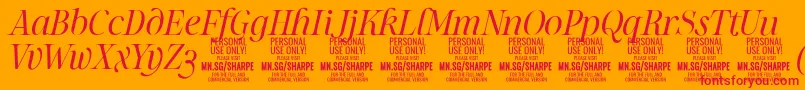 SharpeLiIt PERSONAL-Schriftart – Rote Schriften auf orangefarbenem Hintergrund