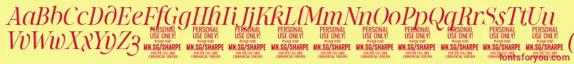 SharpeLiIt PERSONAL-Schriftart – Rote Schriften auf gelbem Hintergrund