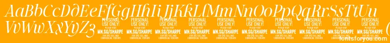 SharpeLiIt PERSONAL-Schriftart – Weiße Schriften auf orangefarbenem Hintergrund