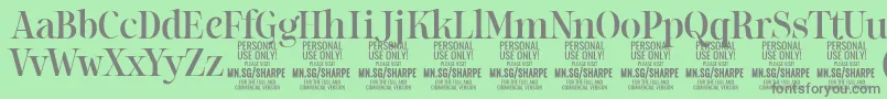 SharpeMe PERSONAL-Schriftart – Graue Schriften auf grünem Hintergrund