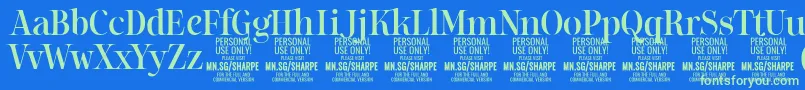 SharpeMe PERSONAL Font – Green Fonts on Blue Background