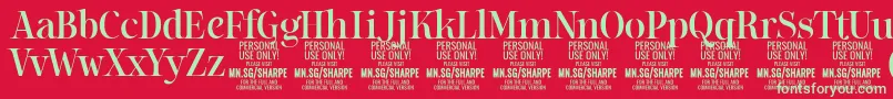 フォントSharpeMe PERSONAL – 赤い背景に緑の文字