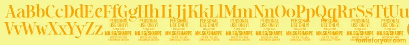 SharpeMe PERSONAL Font – Orange Fonts on Yellow Background