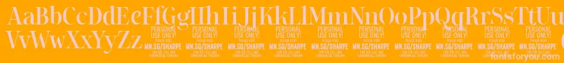SharpeMe PERSONAL Font – Pink Fonts on Orange Background