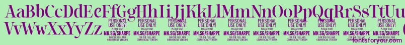SharpeMe PERSONAL Font – Purple Fonts on Green Background