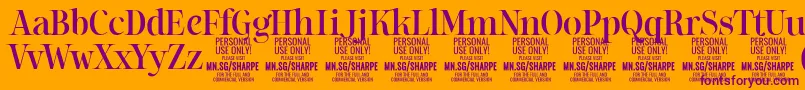 SharpeMe PERSONAL Font – Purple Fonts on Orange Background