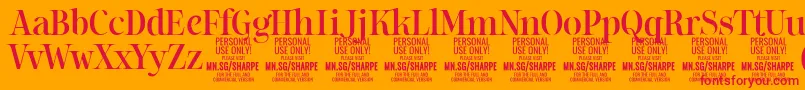 SharpeMe PERSONAL Font – Red Fonts on Orange Background