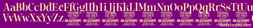 SharpeMe PERSONAL-Schriftart – Gelbe Schriften auf violettem Hintergrund