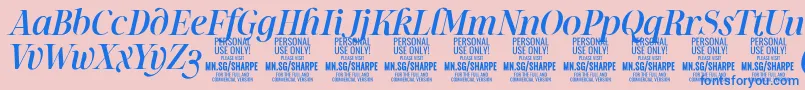 SharpeMeIt PERSONAL-Schriftart – Blaue Schriften auf rosa Hintergrund