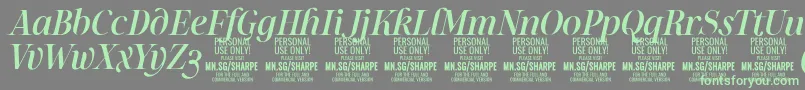 SharpeMeIt PERSONAL-Schriftart – Grüne Schriften auf grauem Hintergrund