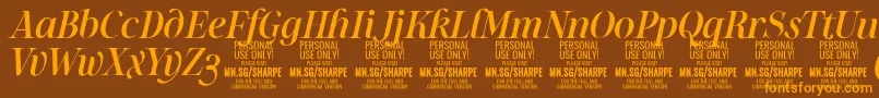 SharpeMeIt PERSONAL-Schriftart – Orangefarbene Schriften auf braunem Hintergrund