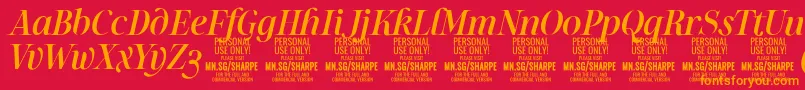 SharpeMeIt PERSONAL-Schriftart – Orangefarbene Schriften auf rotem Hintergrund