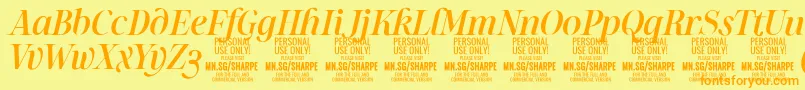 SharpeMeIt PERSONAL-Schriftart – Orangefarbene Schriften auf gelbem Hintergrund