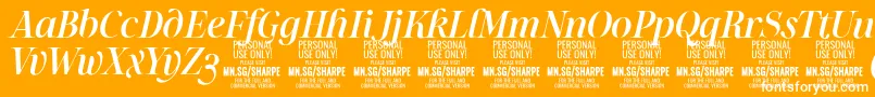 SharpeMeIt PERSONAL-Schriftart – Weiße Schriften auf orangefarbenem Hintergrund