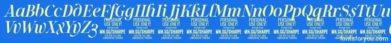 SharpeMeIt PERSONAL-Schriftart – Gelbe Schriften auf blauem Hintergrund