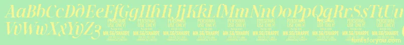 SharpeMeIt PERSONAL Font – Yellow Fonts on Green Background