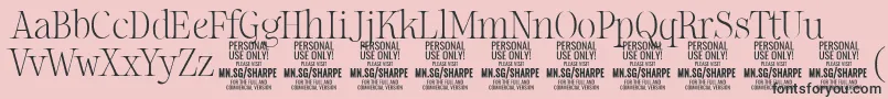 Saiba mais sobre a fonte SharpeTh PERSONAL Fonte SharpeTh PERSONAL – fontes pretas em um fundo rosa