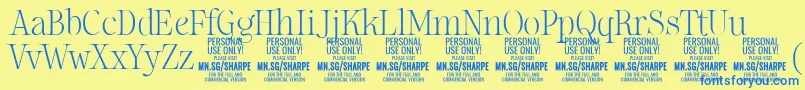 SharpeTh PERSONAL Font – Blue Fonts on Yellow Background