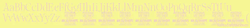 SharpeTh PERSONAL-Schriftart – Rosa Schriften auf gelbem Hintergrund