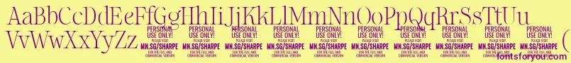 SharpeTh PERSONAL Font – Purple Fonts on Yellow Background