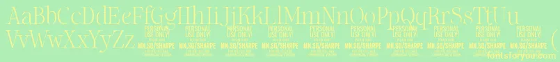 Więcej informacji o czcionce SharpeTh PERSONAL Czcionka SharpeTh PERSONAL – żółte czcionki na zielonym tle