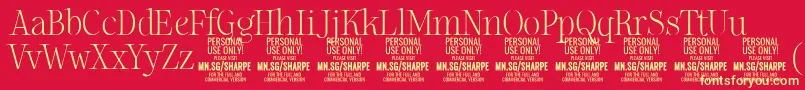SharpeTh PERSONAL Font – Yellow Fonts on Red Background