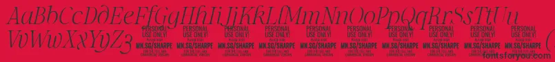 Czcionka SharpeThIt PERSONAL – czarne czcionki na czerwonym tle