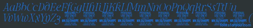 SharpeThIt PERSONAL Font – Blue Fonts on Black Background