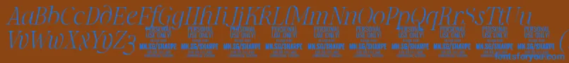 SharpeThIt PERSONAL Font – Blue Fonts on Brown Background