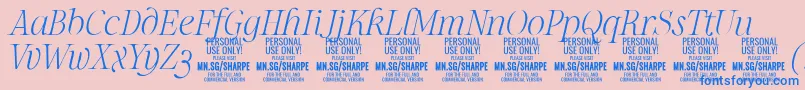 SharpeThIt PERSONAL Font – Blue Fonts on Pink Background