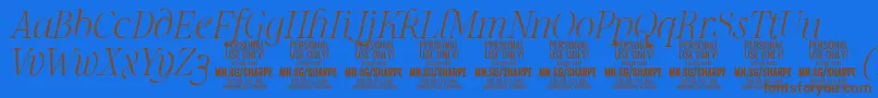 SharpeThIt PERSONAL Font – Brown Fonts on Blue Background