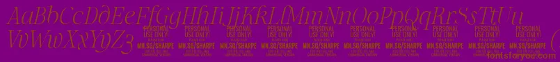 SharpeThIt PERSONAL-Schriftart – Braune Schriften auf violettem Hintergrund