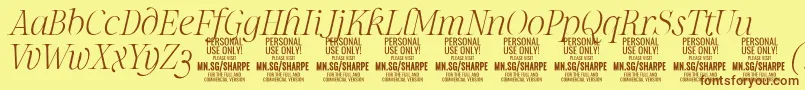 SharpeThIt PERSONAL Font – Brown Fonts on Yellow Background