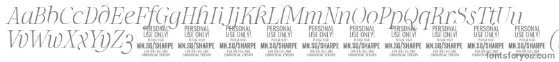 SharpeThIt PERSONAL-fontti – harmaat kirjasimet valkoisella taustalla