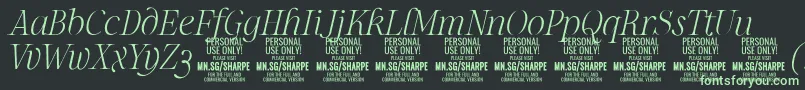 SharpeThIt PERSONAL-fontti – vihreät fontit mustalla taustalla