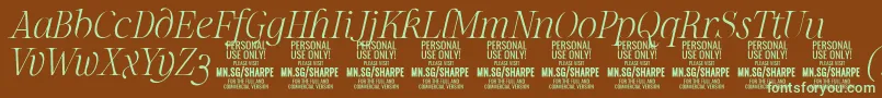 SharpeThIt PERSONAL Font – Green Fonts on Brown Background