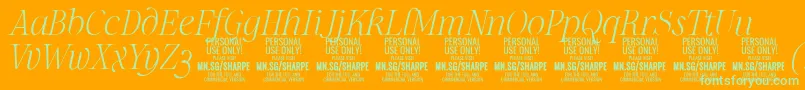 SharpeThIt PERSONAL Font – Green Fonts on Orange Background